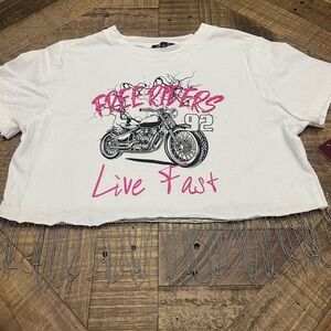 Freeriders White and Pink Graphic Women's Crop Top
